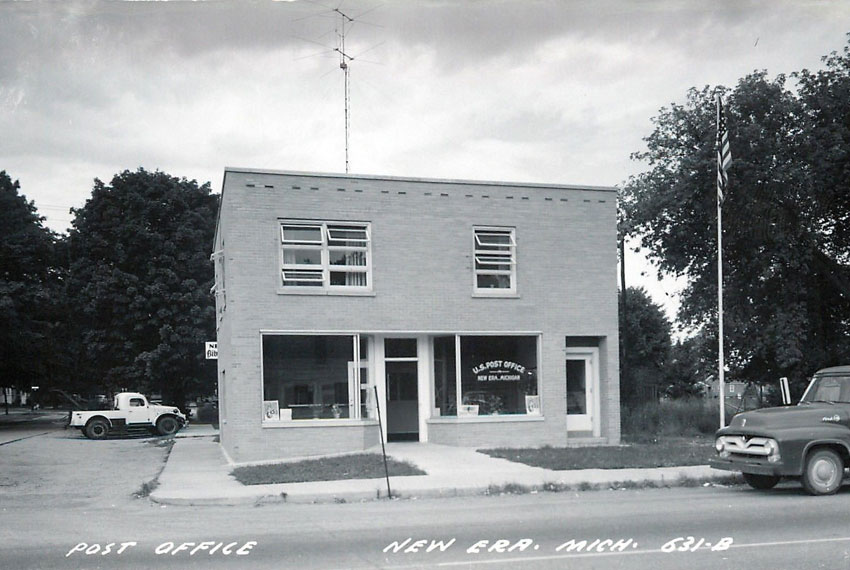 new era michigan post office in black and white